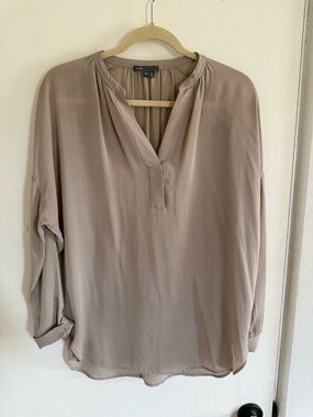 Vince Mushroom Split-Neck Blouse
